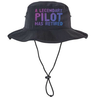 A Legendary Pilot Has Retired Funny Retiret Copilot Gift Great Gift Bucket Hat