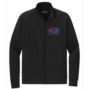 A Legendary Pilot Has Retired Funny Retiret Copilot Gift Great Gift Stretch Full-Zip Cadet Jacket