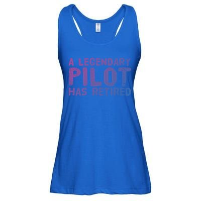 A Legendary Pilot Has Retired Funny Retiret Copilot Gift Great Gift Ladies Essential Flowy Tank