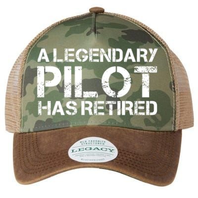 A Legendary Pilot Has Retired Retiret Retiring Pension Funny Gift Legacy Tie Dye Trucker Hat