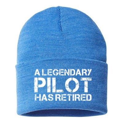 A Legendary Pilot Has Retired Retiret Retiring Pension Funny Gift Sustainable Knit Beanie