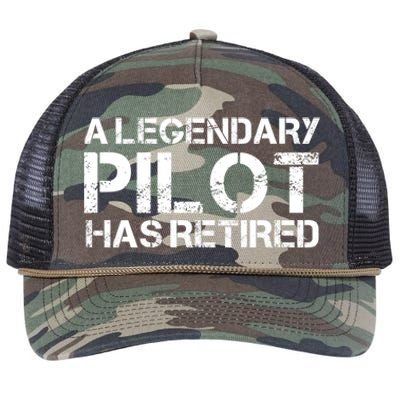 A Legendary Pilot Has Retired Retiret Retiring Pension Funny Gift Retro Rope Trucker Hat Cap