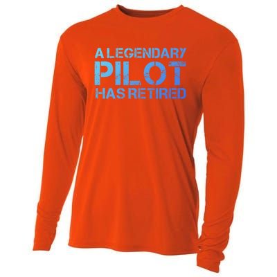 A Legendary Pilot Has Retired Retiret Retiring Pension Funny Gift Cooling Performance Long Sleeve Crew