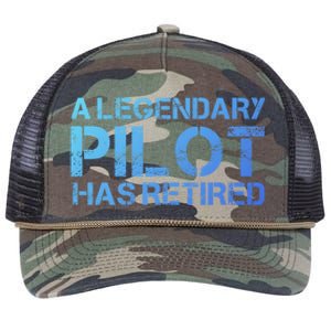 A Legendary Pilot Has Retired Retiret Retiring Pension Funny Gift Retro Rope Trucker Hat Cap