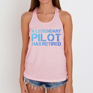 A Legendary Pilot Has Retired Retiret Retiring Pension Funny Gift Women's Knotted Racerback Tank