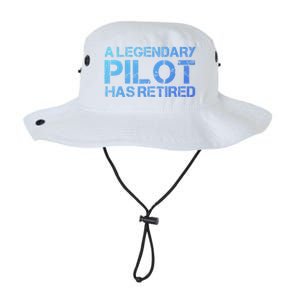 A Legendary Pilot Has Retired Retiret Retiring Pension Funny Gift Legacy Cool Fit Booney Bucket Hat