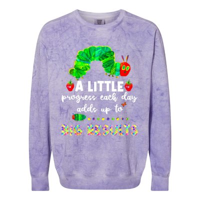 A Little Progress Each Day Hungry Caterpillar Back To School Colorblast Crewneck Sweatshirt