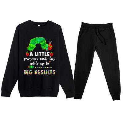 A Little Progress Each Day Hungry Caterpillar Back To School Premium Crewneck Sweatsuit Set