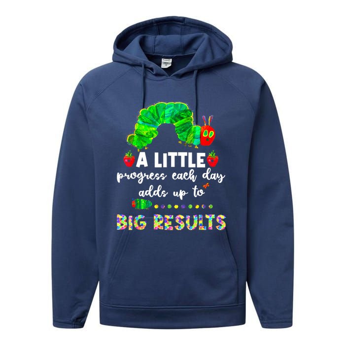 A Little Progress Each Day Hungry Caterpillar Back To School Performance Fleece Hoodie