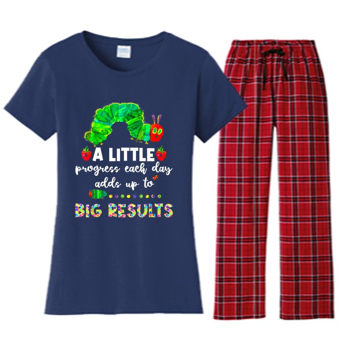 A Little Progress Each Day Hungry Caterpillar Back To School Women's Flannel Pajama Set