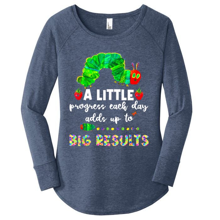 A Little Progress Each Day Hungry Caterpillar Back To School Women's Perfect Tri Tunic Long Sleeve Shirt