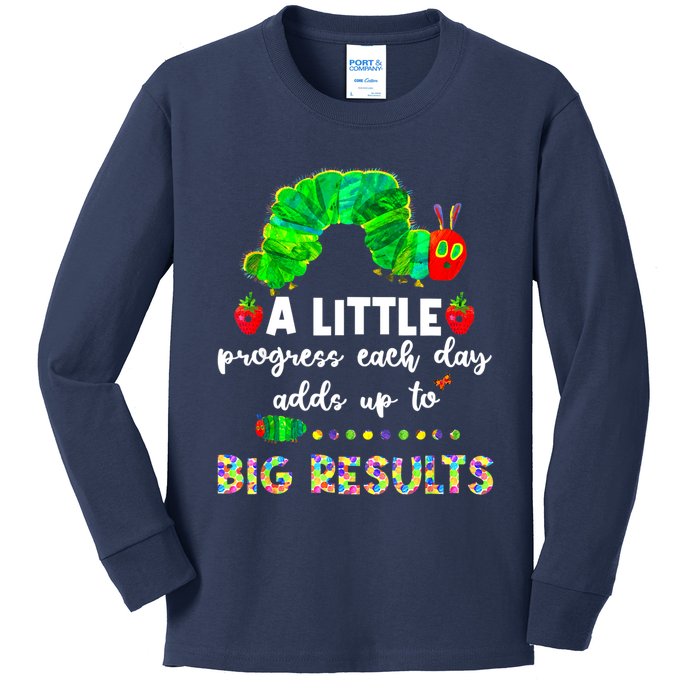 A Little Progress Each Day Hungry Caterpillar Back To School Kids Long Sleeve Shirt