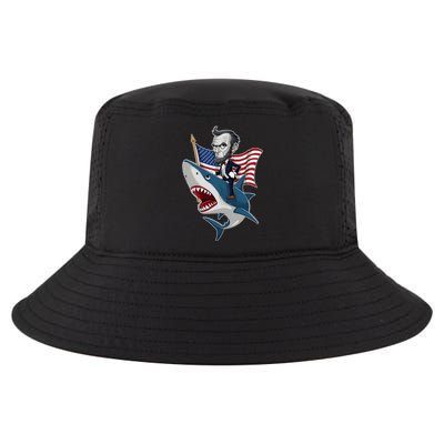 Abraham Lincoln Riding A Shark 4th Of July Cool Comfort Performance Bucket Hat