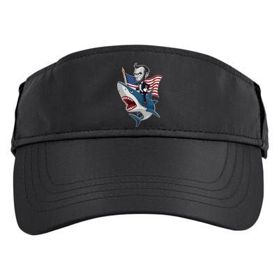 Abraham Lincoln Riding A Shark 4th Of July Adult Drive Performance Visor