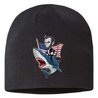 Abraham Lincoln Riding A Shark 4th Of July Sustainable Beanie