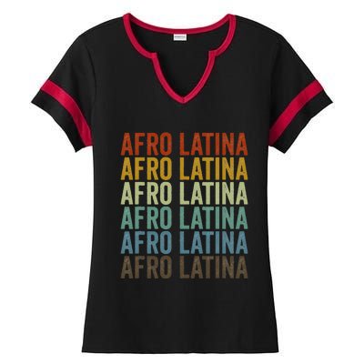 Afro Latina Retro Ladies Halftime Notch Neck Tee