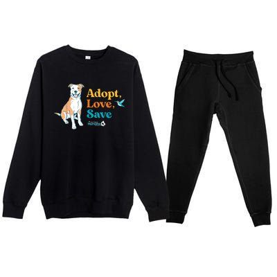 Adopt Love Repeat Rescue Dog Premium Crewneck Sweatsuit Set