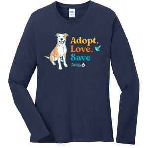 Adopt Love Repeat Rescue Dog Ladies Long Sleeve Shirt