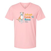 Adopt Love Repeat Rescue Dog V-Neck T-Shirt