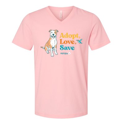 Adopt Love Repeat Rescue Dog V-Neck T-Shirt