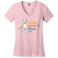 Adopt Love Repeat Rescue Dog Women's V-Neck T-Shirt