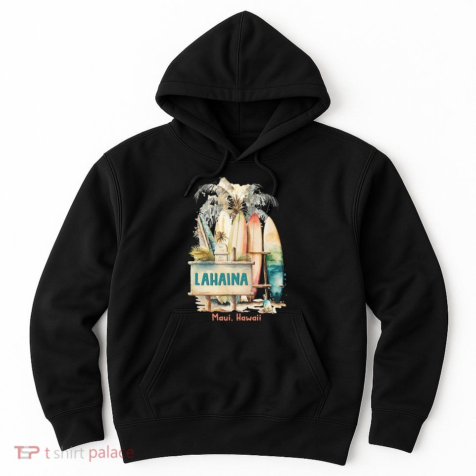 Aloha Lahaina Retro Floral Hibiscus Hawaii Palm Tree Hoodie