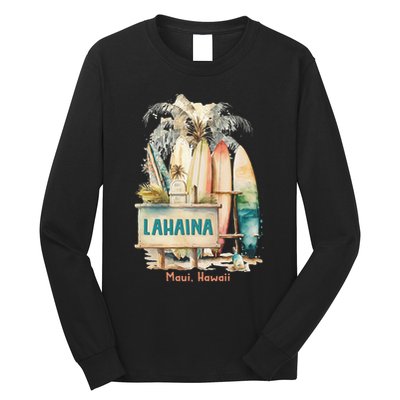 Aloha Lahaina Retro Floral Hibiscus Hawaii Palm Tree Long Sleeve Shirt