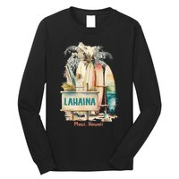 Aloha Lahaina Retro Floral Hibiscus Hawaii Palm Tree Long Sleeve Shirt