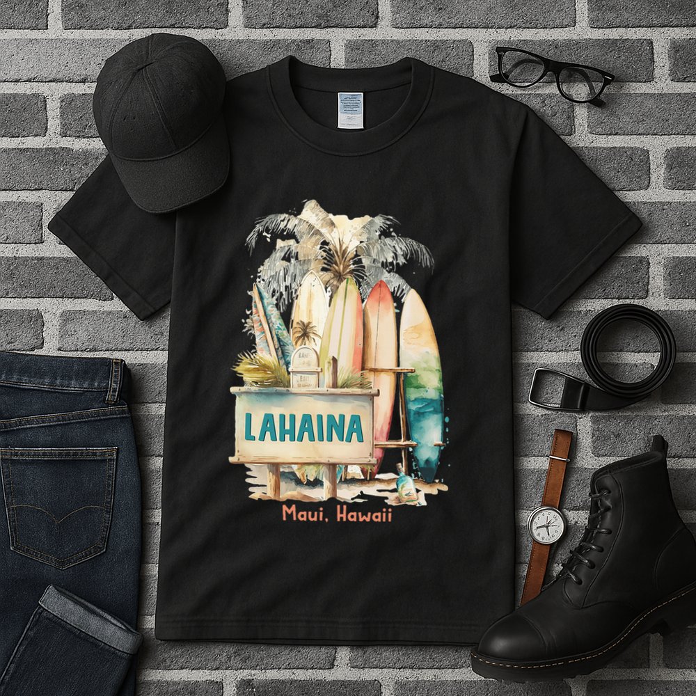 Aloha Lahaina Retro Floral Hibiscus Hawaii Palm Tree Tall T-Shirt