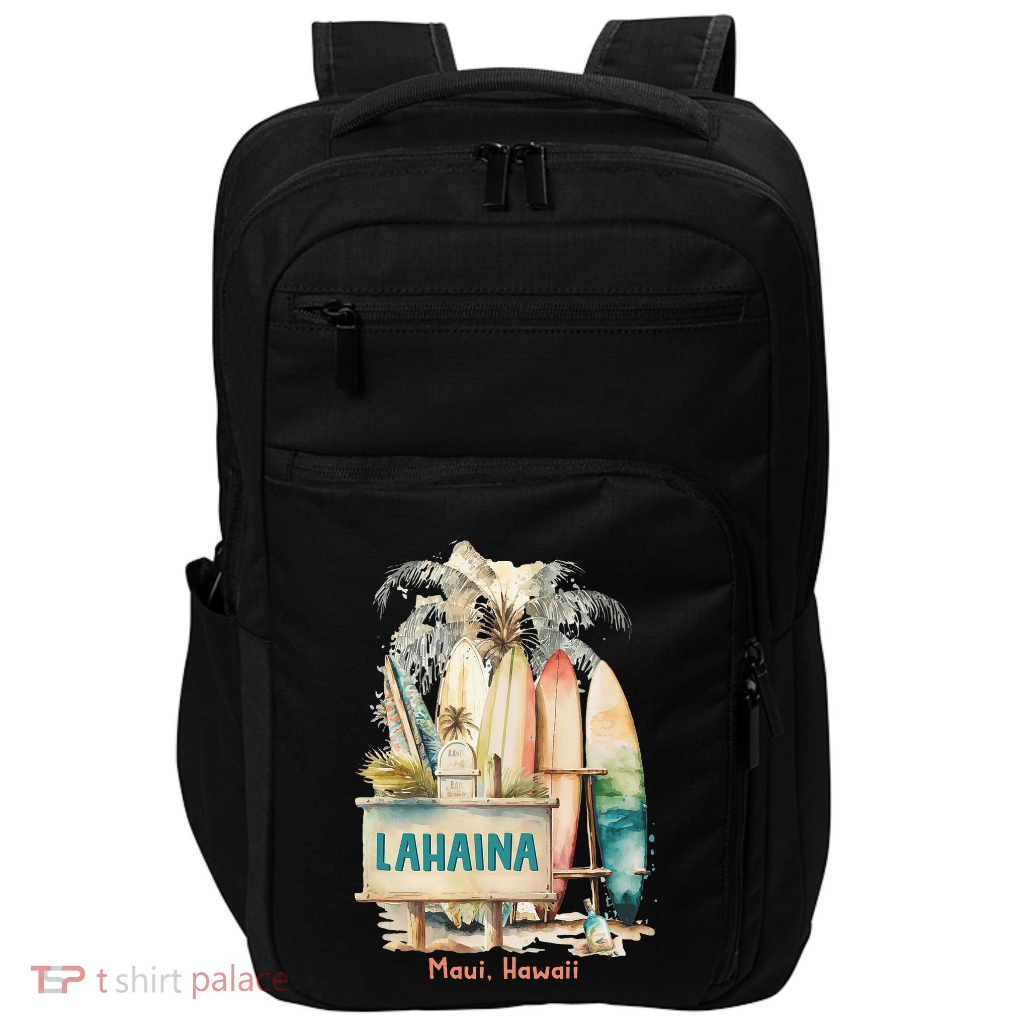 Aloha Lahaina Retro Floral Hibiscus Hawaii Palm Tree Impact Tech Backpack