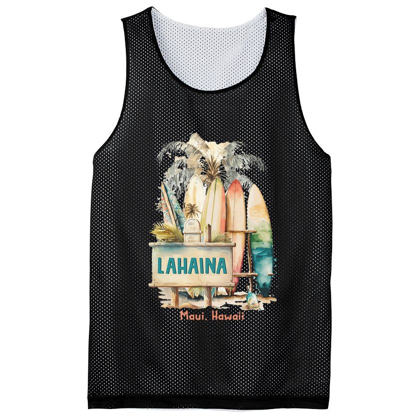 Aloha Lahaina Retro Floral Hibiscus Hawaii Palm Tree Mesh Reversible Basketball Jersey Tank