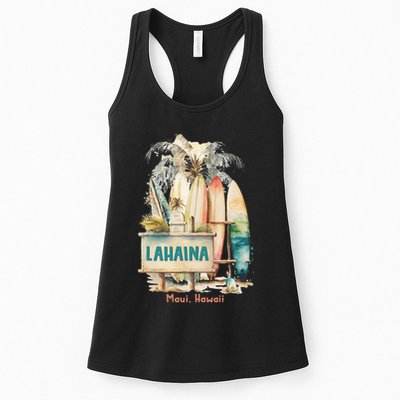 Aloha Lahaina Retro Floral Hibiscus Hawaii Palm Tree Womens Tank Top