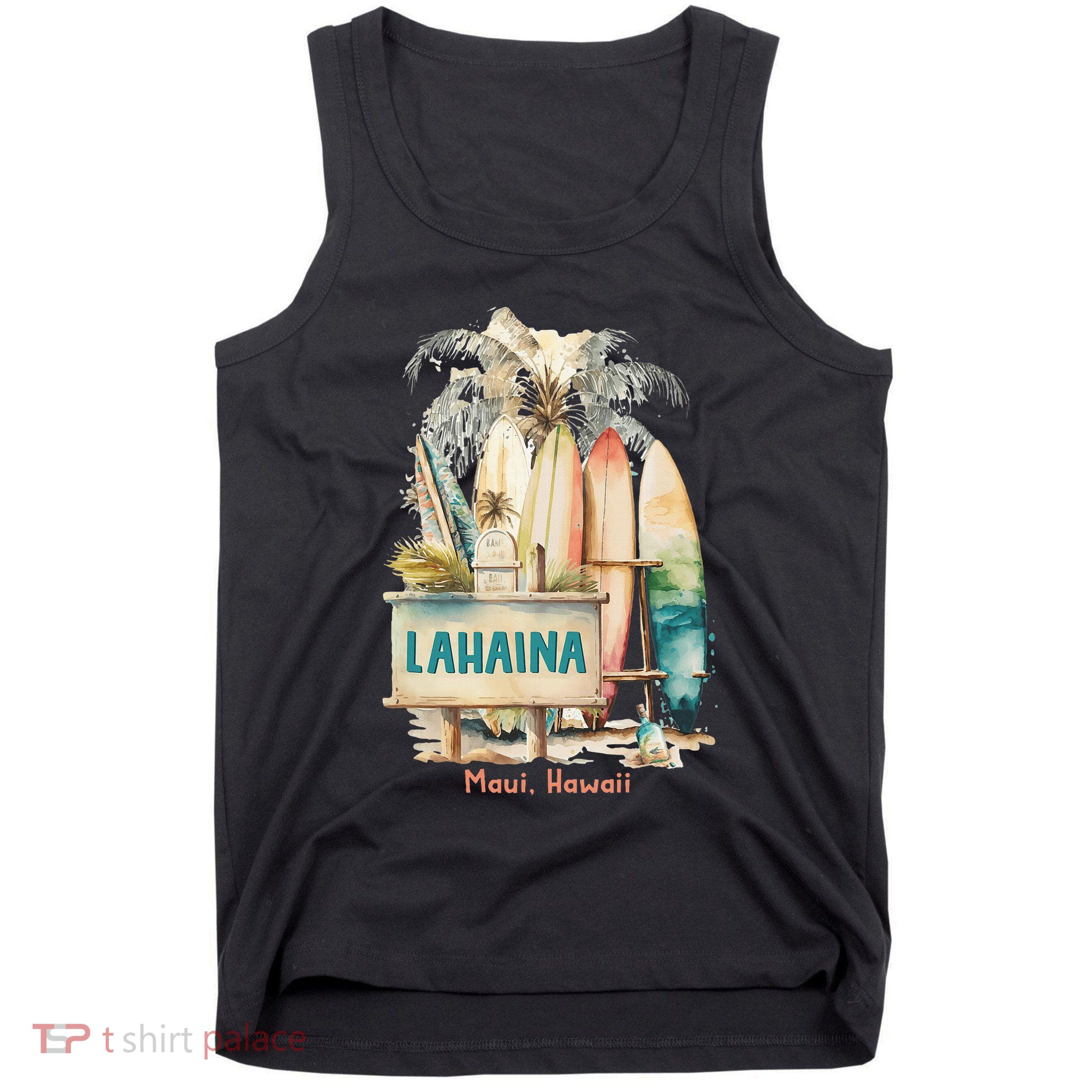 Aloha Lahaina Retro Floral Hibiscus Hawaii Palm Tree Tank Top