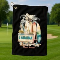 Aloha Lahaina Retro Floral Hibiscus Hawaii Palm Tree Golf Towel