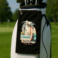 Aloha Lahaina Retro Floral Hibiscus Hawaii Palm Tree Golf Towel