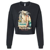 Aloha Lahaina Retro Floral Hibiscus Hawaii Palm Tree Cropped Pullover Crew