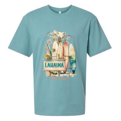 Aloha Lahaina Retro Floral Hibiscus Hawaii Palm Tree Sueded Cloud Jersey T-Shirt