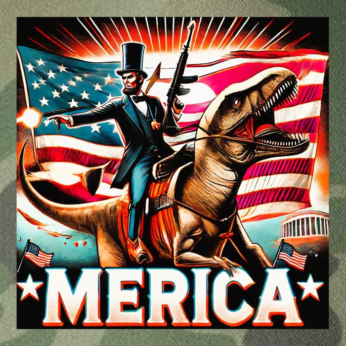 Abraham Lincoln Riding T Rex Merica Firing A Rifle Legacy Tie Dye Trucker Hat