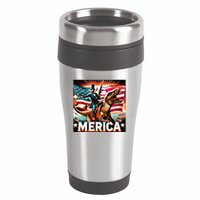 Abraham Lincoln Riding T Rex Merica Firing A Rifle 16oz Travel Tumbler