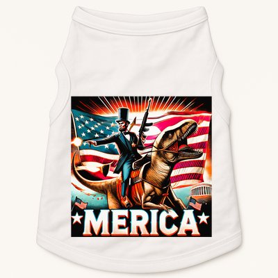 Abraham Lincoln Riding T Rex Merica Firing A Rifle Doggie Tank