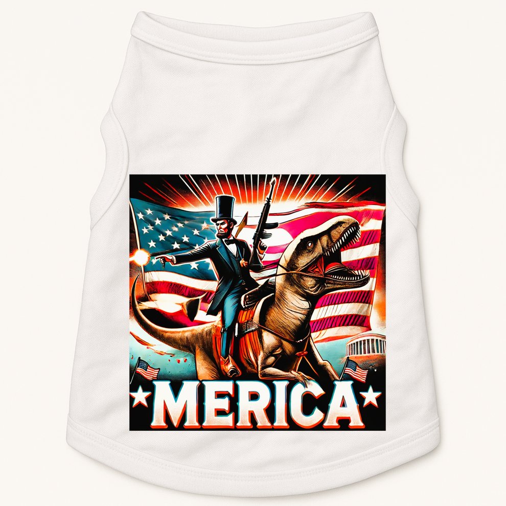 Abraham Lincoln Riding T Rex Merica Firing A Rifle Doggie Tank
