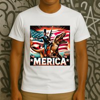 Abraham Lincoln Riding T Rex Merica Firing A Rifle T-Shirt