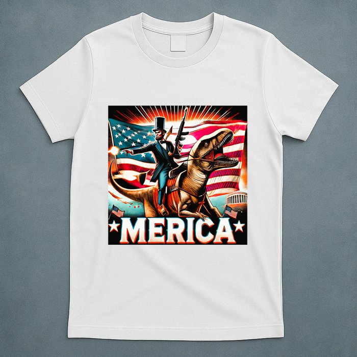 Abraham Lincoln Riding T Rex Merica Firing A Rifle T-Shirt