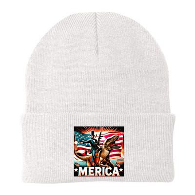 Abraham Lincoln Riding T Rex Merica Firing A Rifle Beanie