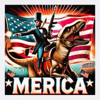 Abraham Lincoln Riding T Rex Merica Firing A Rifle Flatbill Hat
