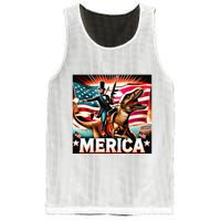 Abraham Lincoln Riding T Rex Merica Firing A Rifle Mesh Reversible Basketball Jersey Tank