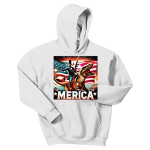 Abraham Lincoln Riding T Rex Merica Firing A Rifle Kids Hoodie