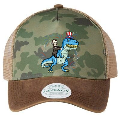 Abe Lincoln Riding A Dinosaur Trex 4th Of July Legacy Tie Dye Trucker Hat