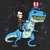 Abe Lincoln Riding A Dinosaur Trex 4th Of July 25L Jumbo Tote