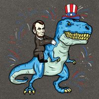Abe Lincoln Riding A Dinosaur Trex 4th Of July Cotton Canvas Backpack